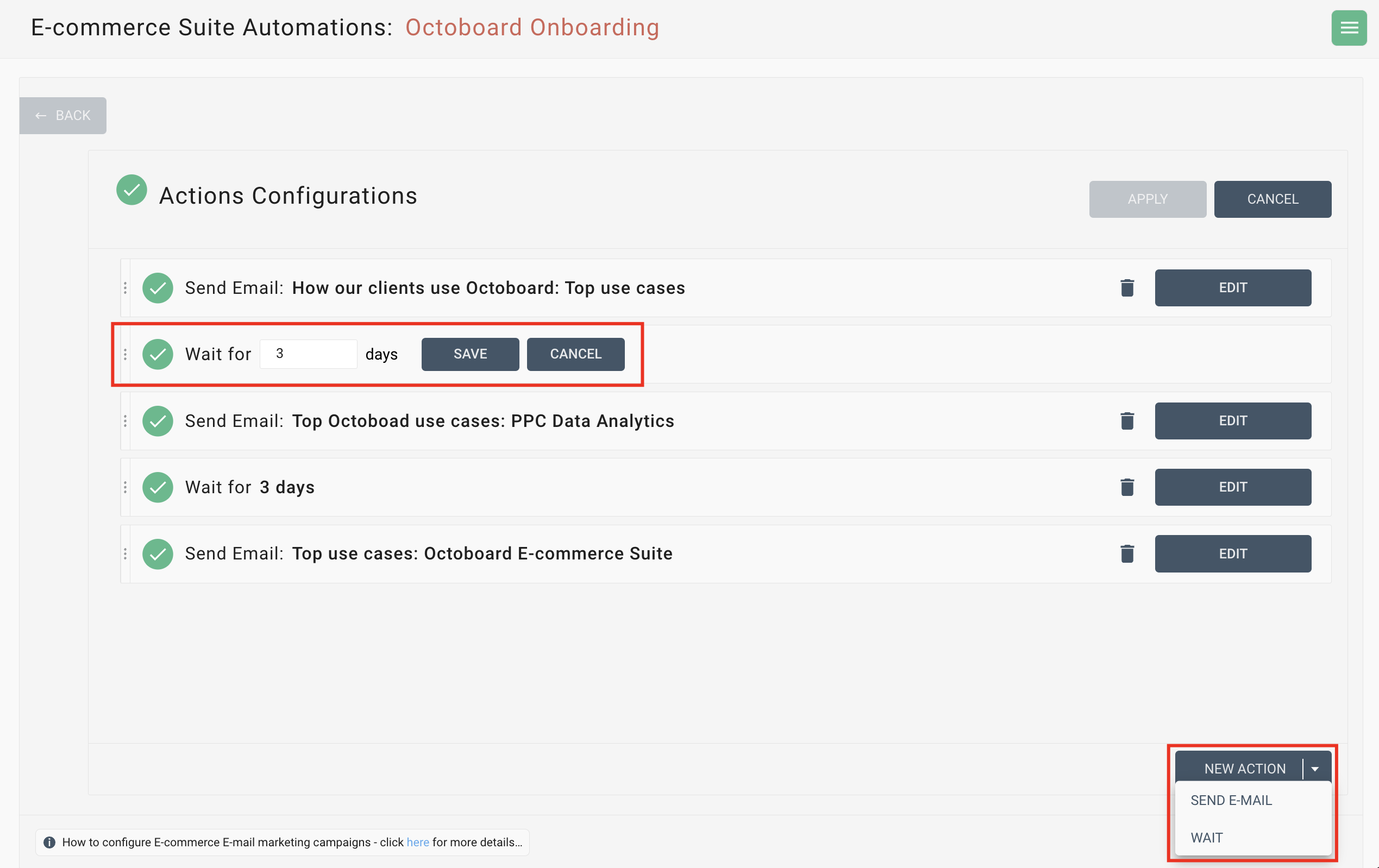 Automation email chain configuration