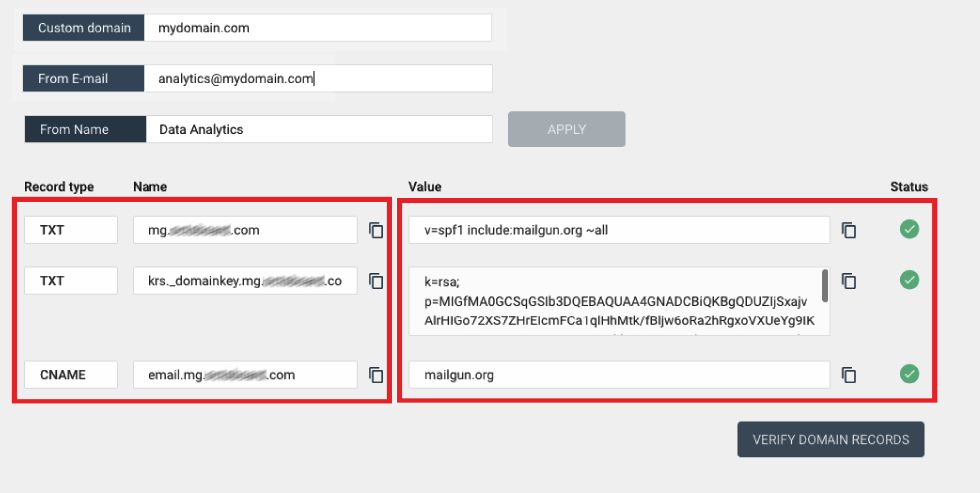 Hosted email service configuration